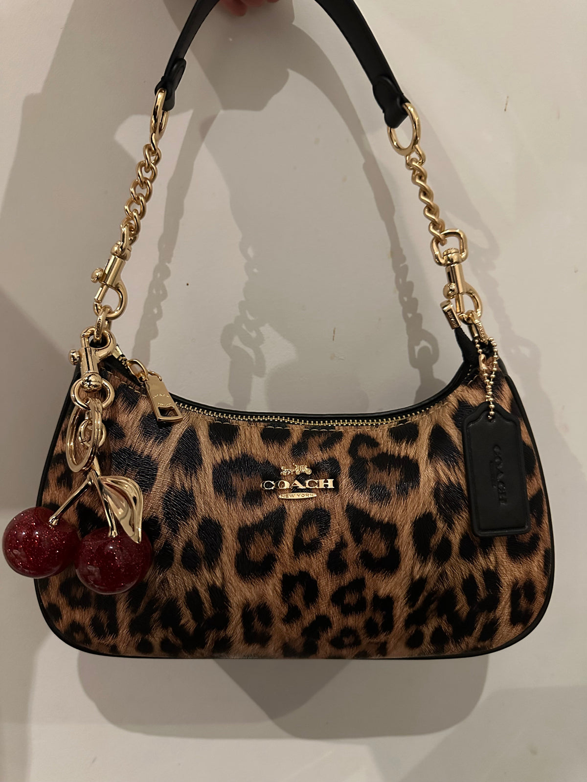 Teri Leopard Black Shoulder Handbag