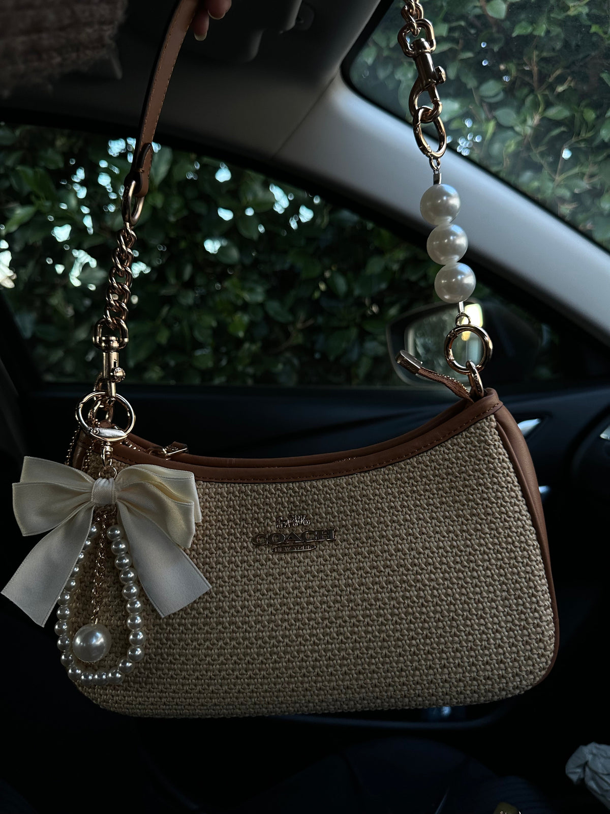 Beige brown Beach Teri Coach Shoulder Handbag