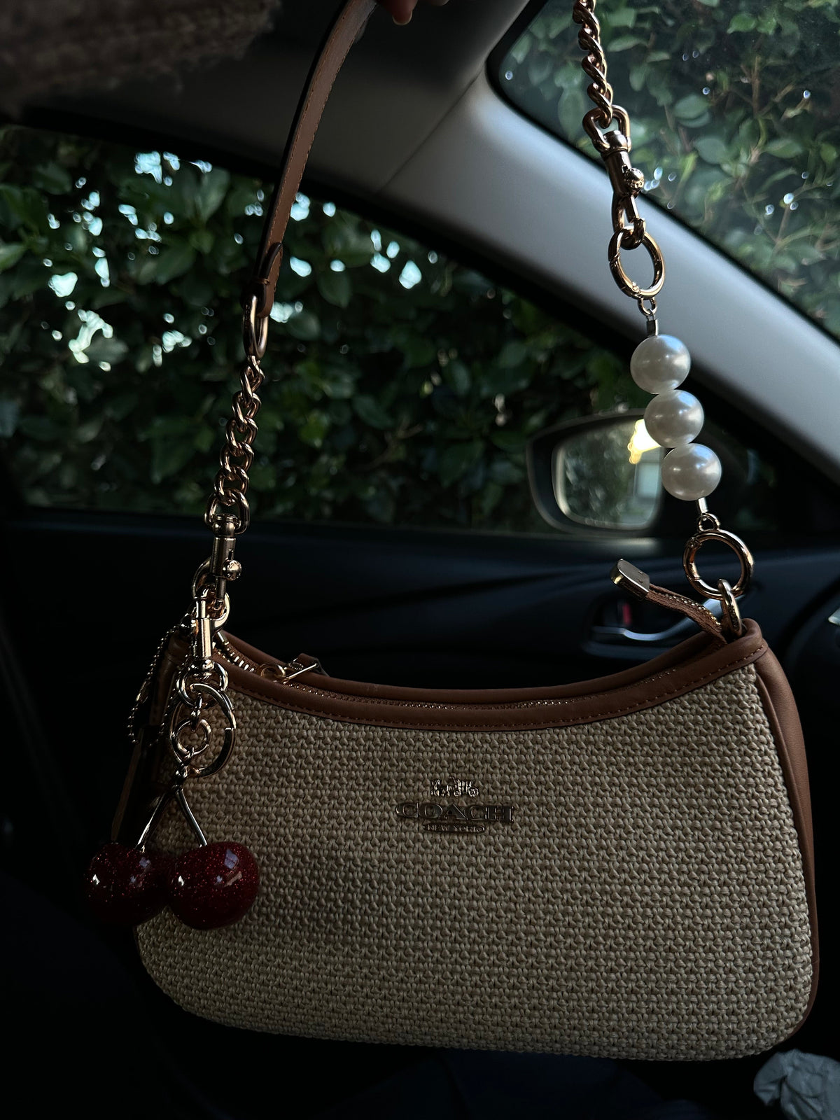 Beige brown Beach Teri Coach Shoulder Handbag
