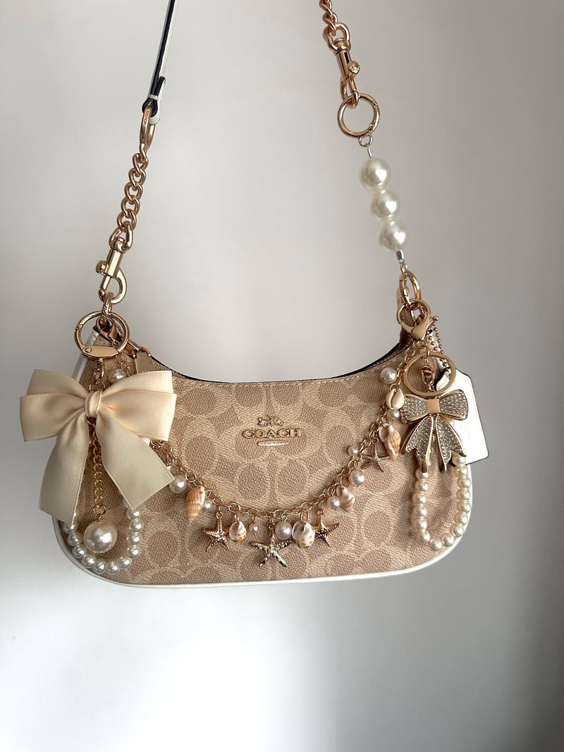 White Beige  Teri Coach Shoulder Handbag