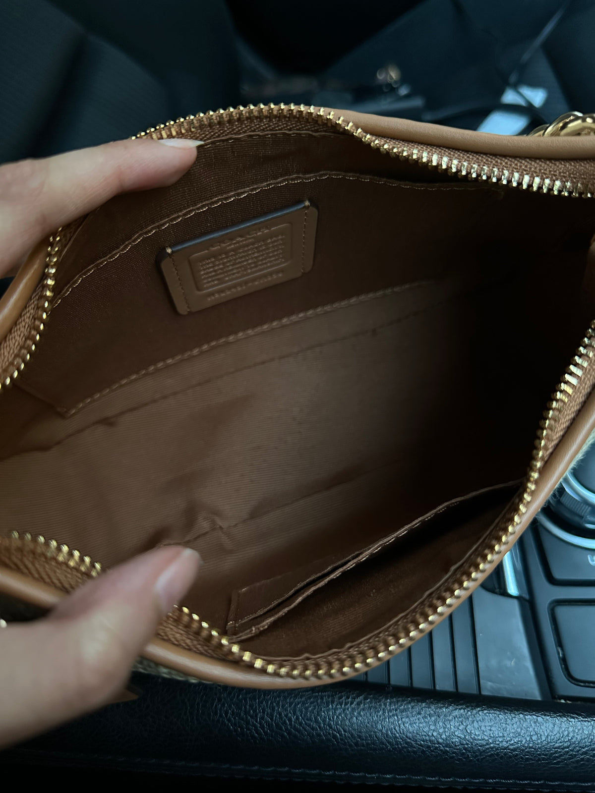 Beige brown Beach Teri Coach Shoulder Handbag