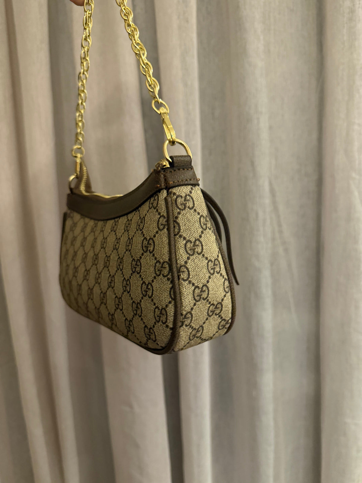 Supreme brown Mini Shoulder Bag with Gold Chain Strap