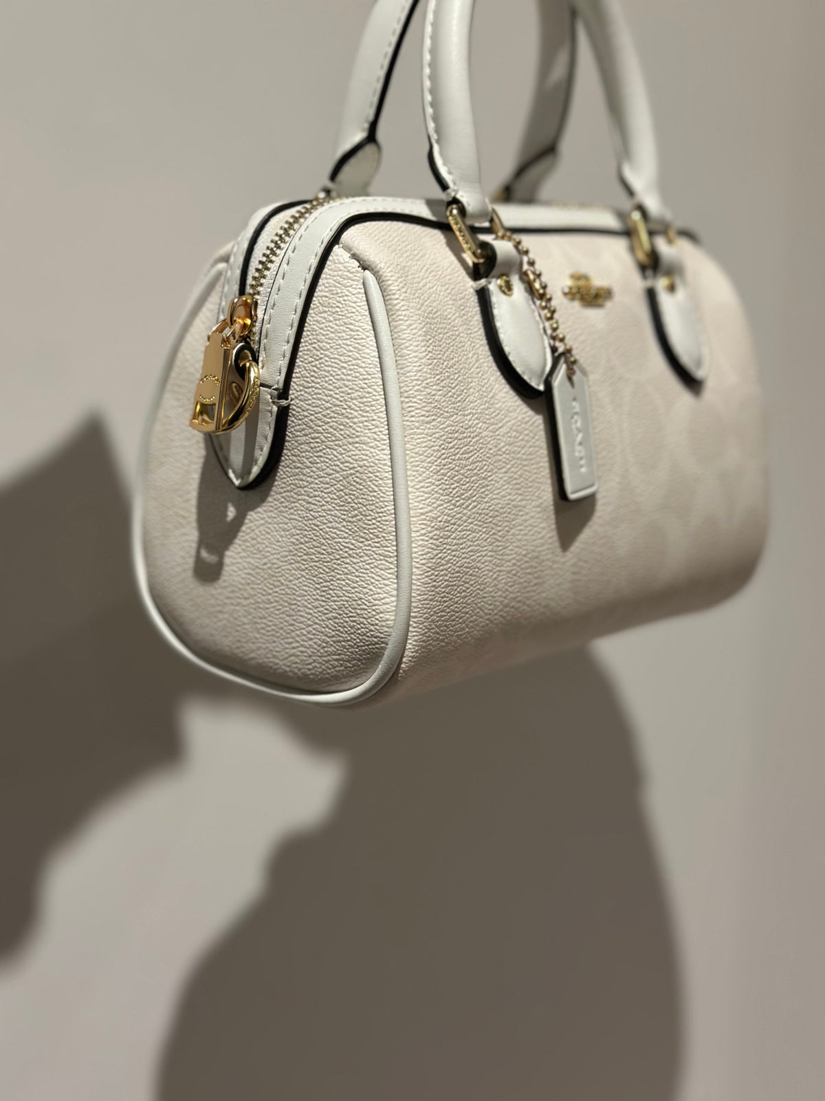 Mini Rowan Satchel Signature Canvas White Crossbody Bag