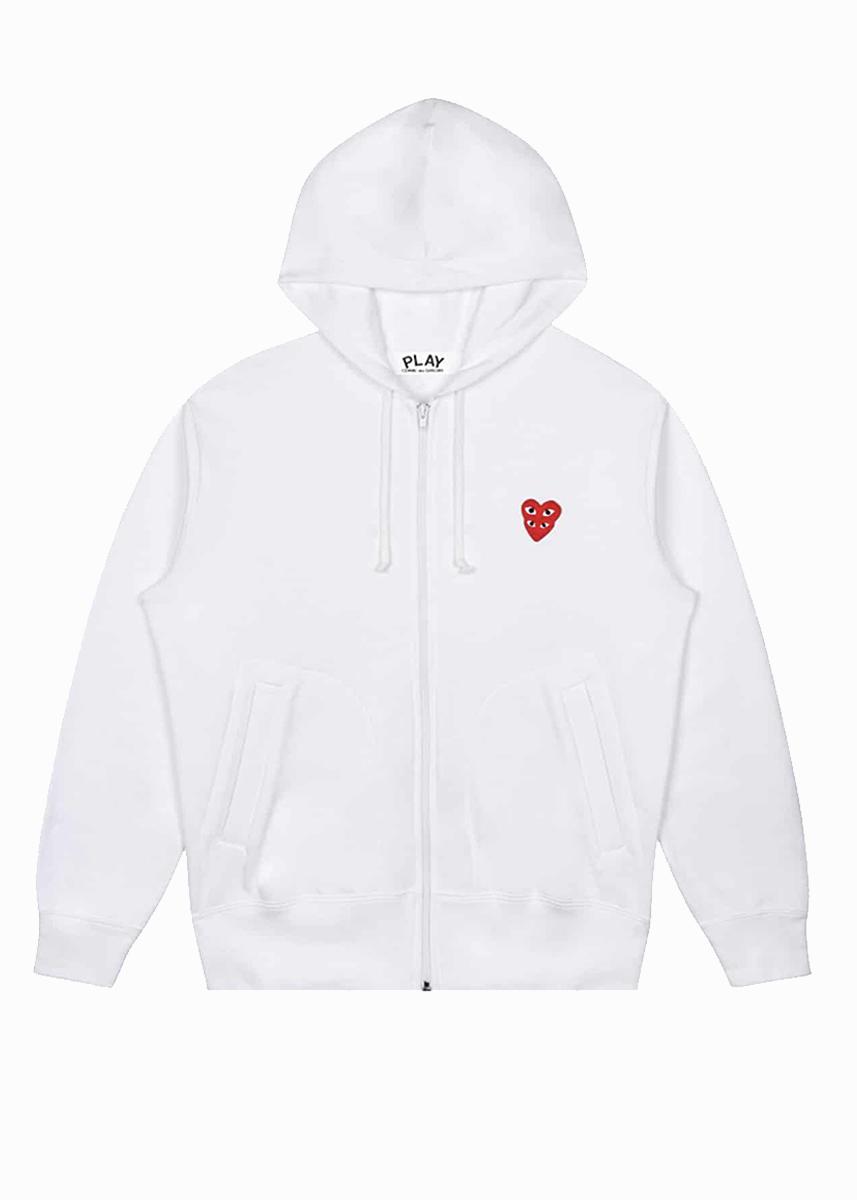 Sweat zippé CDG Avec Capuche Blanc