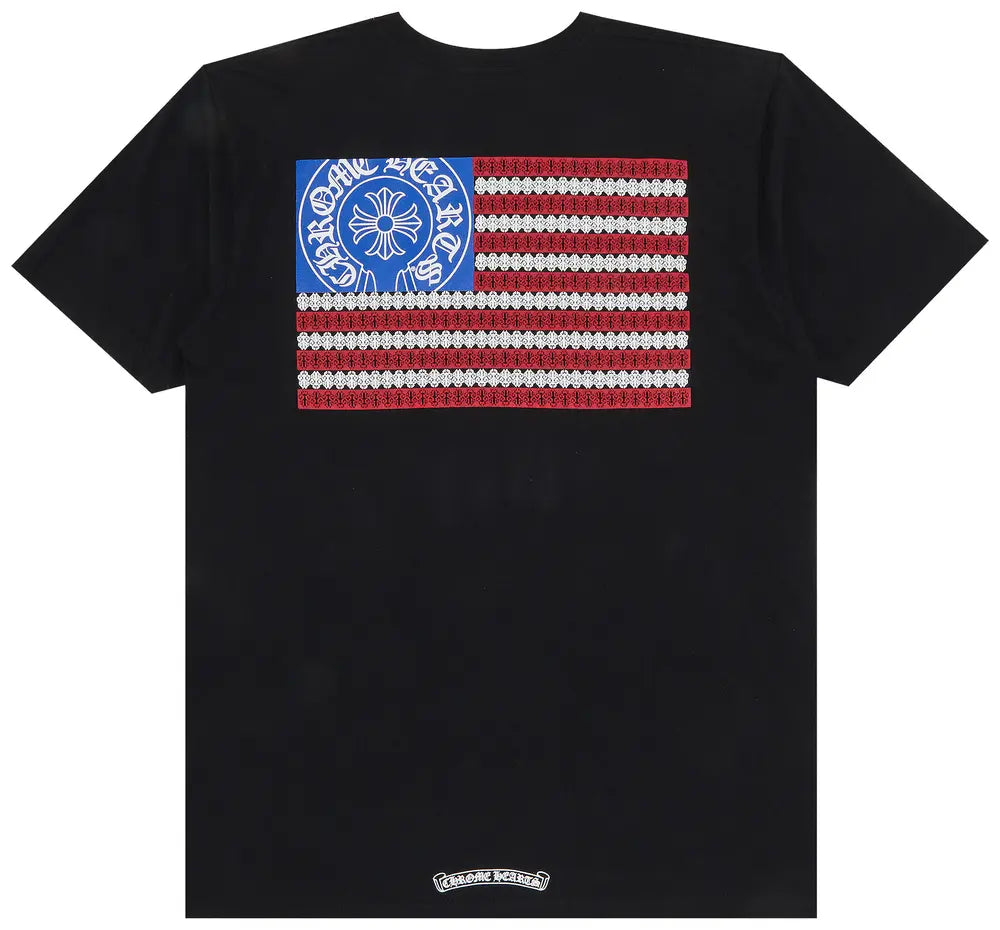 T-Shirt Chrome Heart Noir Drapeau US