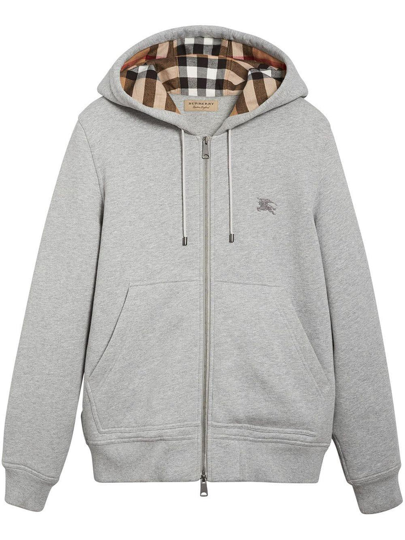 Sweat zippée Burberry à capuche à carreaux Gris